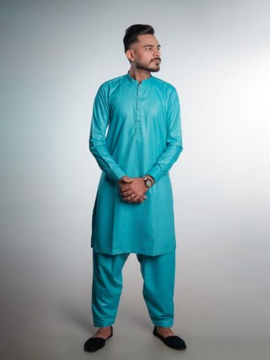 Stylish Blue Green Shalwar Kameez by BinWahid – A Perfect Blend of Elegance & Comfort