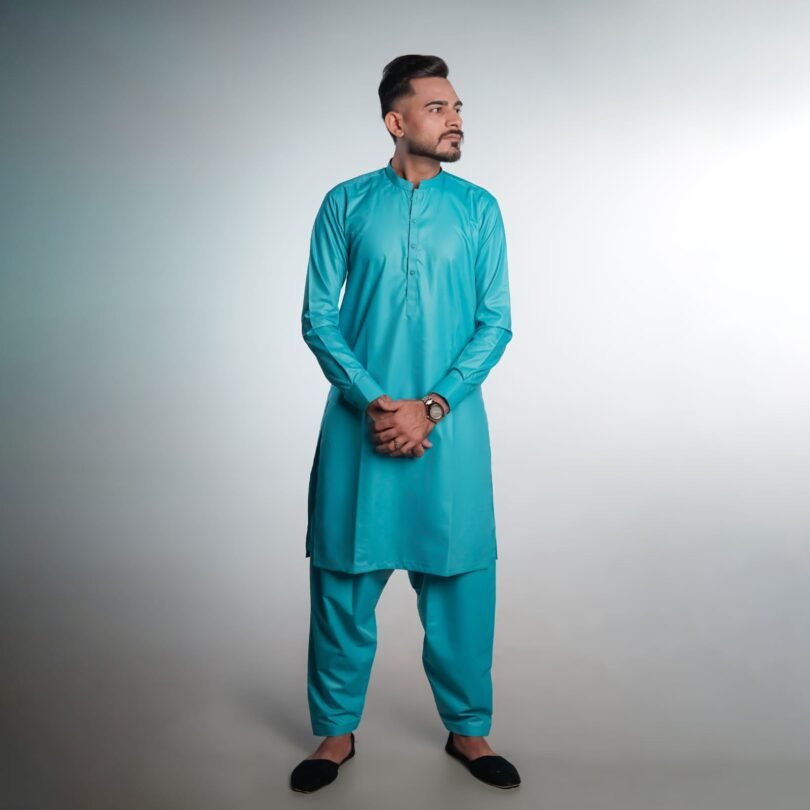 Stylish Blue Green Shalwar Kameez by BinWahid – A Perfect Blend of Elegance & Comfort