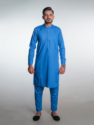 Exquisite Bahama Blue Shalwar Kameez by BinWahid – Effortless Elegance & Modern Style