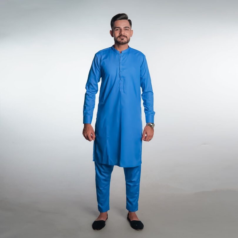 Exquisite Bahama Blue Shalwar Kameez by BinWahid – Effortless Elegance & Modern Style