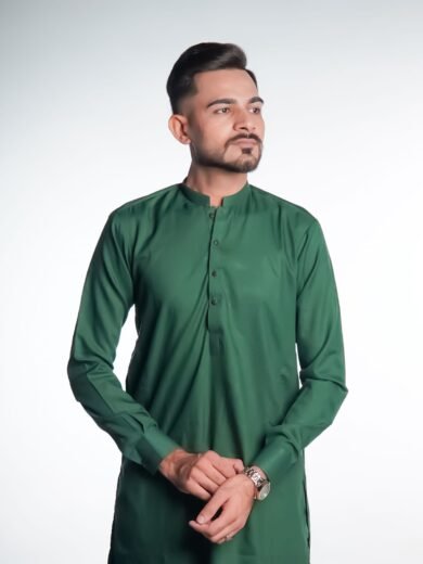 Regal Dark Green Shalwar Kameez by BinWahid – Unmatched Elegance & Style