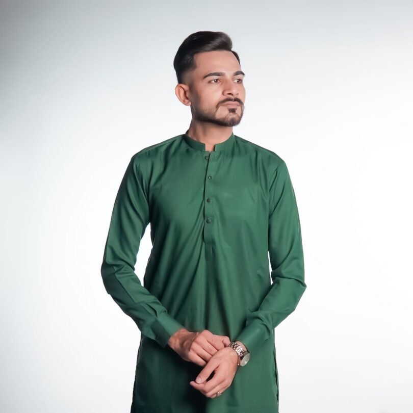 Regal Dark Green Shalwar Kameez by BinWahid – Unmatched Elegance & Style