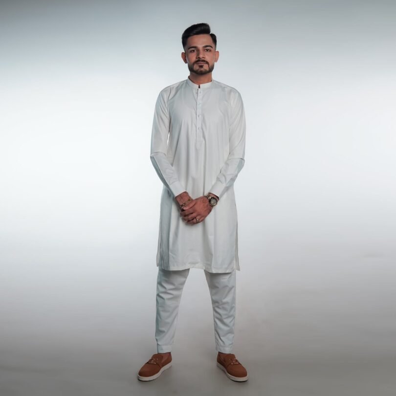 Timeless White Shalwar Kameez by BinWahid – A Symbol of Elegance & Purity