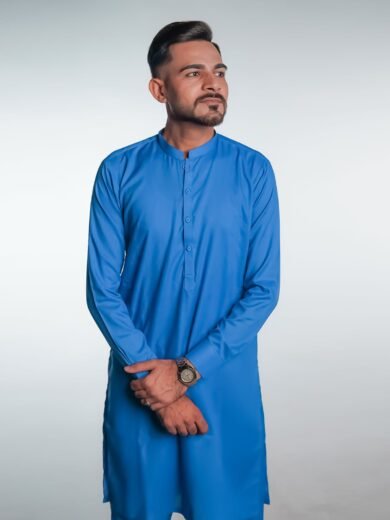 Exquisite Bahama Blue Shalwar Kameez by BinWahid – Effortless Elegance & Modern Style