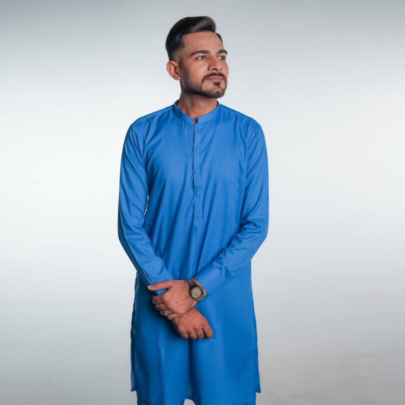 Exquisite Bahama Blue Shalwar Kameez by BinWahid – Effortless Elegance & Modern Style