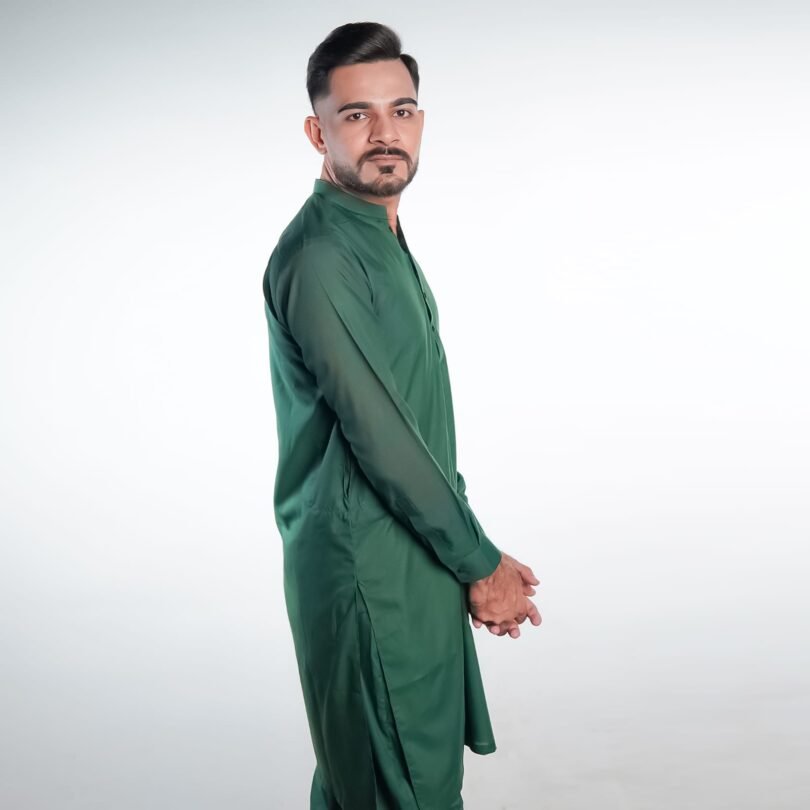 Regal Dark Green Shalwar Kameez by BinWahid – Unmatched Elegance & Style